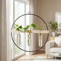 Vase suspendu avec tubes à essai, métal noir et bois naturel | Floristik24.fr