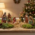 Figurines de crèche de Noël en résine peintes à la main - Lot de 7, 2 à 9 cm | Floristik24.fr