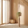 Suspension macramé décorative beige et marron avec anneaux en métal Ø12 cm H79 cm | Floristik24.fr