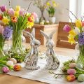 Lot de 2 figurines lapins en céramique argentée 18 cm | Floristik24.fr