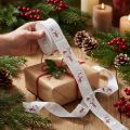 Ruban cadeau Noël bonhomme de neige rouge blanc 25mm 15m | Floristik24.fr