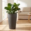 Vase d'intérieur en plastique anthracite Ø28 cm H46,5 cm | Floristik24.fr