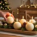Bougies sphériques crème 60 mm, lot de 16, ambiance festive pour Noël | Floristik24.fr