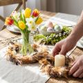 Couronne Décorative en Plumes Naturelles Ø20cm, Beige Clair – Set de 3 | Floristik24.fr