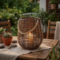Décoration lanterne en bois avec verre et anse en corde – Ø23cm H27cm | Floristik24.fr