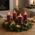 Bougies cylindriques en cire teintée bordeaux 60x100 mm - Lot de 4 | Floristik24.fr