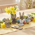 Décorations en bois Lapins avec lunettes, 48 pièces, 2,5×4,5 cm, tons brun et blanc | Floristik24.fr