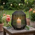 Bougeoir Noir en Métal Style Lanterne Filigrane Ø24cm H28cm | Floristik24.fr