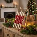 Traîneau décoratif en bois 42×17×12 cm avec bande rouge | Floristik24.fr