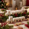 Train de Noël en Bois Blanc Décoratif 20 cm x 6 cm - Lot de 2 | Floristik24.fr