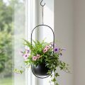 Suspension murale en métal noir avec pot en zinc Ø15 cm | Floristik24.fr