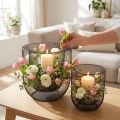 Set de 2 porte-bougies en métal noir – Diamètres 28,5 cm et 18 cm | Floristik24.fr