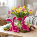 Figurines lapin rose assis en décoration printanière – Lot de 2, 22 cm | Floristik24.fr