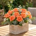 Lot de 36 roses en mousse orange Ø4,5 cm avec tige flexible | Floristik24.fr
