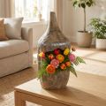 Décoration Sculpturale en Bois de Paulownia Gris Ø15cm H39cm | Floristik24.fr