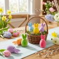Œufs décoratifs de Pâques avec oreilles de lapin, colorés et floqués, lot de 6 | Floristik24.fr