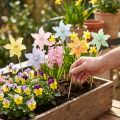 Lot de 12 moulinets décoratifs en forme de fleurs – H28 cm – Couleurs pastel | Floristik24.fr
