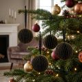 Boules décoratives en papier alvéolé noir et or Ø7cm - Lot de 4 | Floristik24.fr