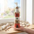Phare en Bois Décoratif Rouge et Blanc H30,5cm | Floristik24.fr