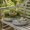 Set de 2 coupes décoratives en métal aspect zinc avec poignées 45cm/59cm | Floristik24.fr