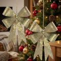 Lot de 2 nœuds en métal doré, décorations de Noël en style antique, 18×12,5 cm | Floristik24.fr
