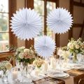 Éventails en Papier Blanc - Lot de 5, Ø25-40cm | Floristik24.fr