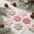 Lot de 144 flocons en bois décoratifs Ø2cm - Rose, Rose Clair et Naturel | Floristik24.fr