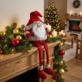 Figurine Père Noël Rouge Assise avec Longues Jambes – 28×22×88 cm | Floristik24.fr