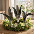Plumet décoratif en plumes naturelles sur support métallique - Lot de 5 - H 25 cm | Floristik24.fr
