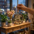 Boule LED en verre teinté Ø20cm avec 40 lumières chaudes et minuterie | Floristik24.fr