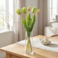 Tulipes artificielles vertes en bouquet, fleurs de printemps 48 cm, lot de 5 | Floristik24.fr