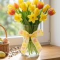 Ruban décoratif de Pâques en polyester jaune motifs œufs 40 mm x 20 m | Floristik24.fr
