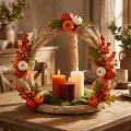 Couronne décorative en paille avec structure, Ø50 cm, 55 cm de hauteur, pour créations DIY | Floristik24.fr