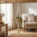 Suspension Décorative en Macramé Style Bohème Ø12cm H79cm Crème | Floristik24.fr