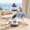 Phare décoratif en bois bleu et blanc pour table – H28,5 cm | Floristik24.fr