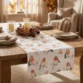 Tête de table automnale en coton avec motif rouge-gorge et baies, 40x150 cm | Floristik24.fr
