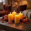 Set de 4 Bougies Rustiques Jaunes Miel 80x110mm avec Longue Durée de Combustion | Floristik24.fr
