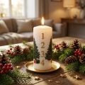 Bougie calendrier de l'Avent blanche avec chiffres et motif sapin 15 cm | Floristik24.fr
