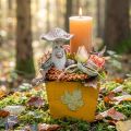 Pot de plantation en bois Shabby Chic jaune 11×14,5×14 cm | Floristik24.fr