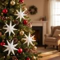 Étoiles décoratives à paillettes blanches 10 cm - Lot de 12 | Floristik24.fr