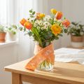 Ruban en feutre de laine orange avec plumes blanches 15 cm x 5 m | Floristik24.fr