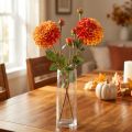 Fleurs artificielles Dahlia orange et rouge Ø10 cm, H80 cm, lot de 2 | Floristik24.fr