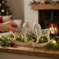 Décoration cheval à bascule en feutrine crème 20 x 4,5 x 22 cm - Lot de 2 | Floristik24.fr