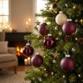 Boules de Noël en verre Ø7,5cm assorties Berry, beige crème et rose - Lot de 12 | Floristik24.fr