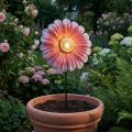 Lampe solaire LED fleur rose en métal avec boule en verre Ø30 cm | Floristik24.fr