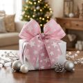 Ruban de Noël bord fil étoile blanche rose L25mm L15m | Floristik24.fr