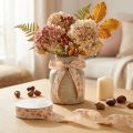 Ruban décoratif automnal en tissu beige et vieux rose 25 mm x 20 m | Floristik24.fr