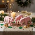 Lot de 3 cochons décoratifs roses en flocage - 20 cm | Floristik24.fr