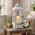 Lanterne décorative vintage avec tiroir blanc 20×20cm H51cm | Floristik24.fr