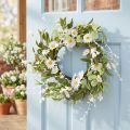 Couronne décorative artificielle avec marguerites blanches 55 cm | Floristik24.fr